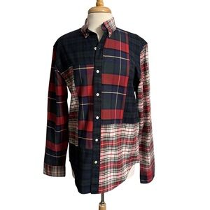 J.Crew men’s holiday mixed plaid button up top slim medium NWT